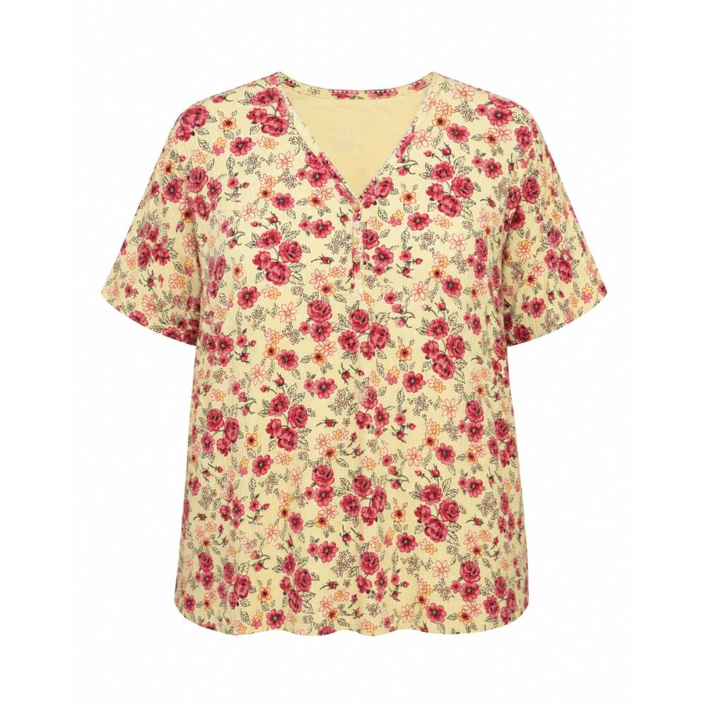 Fashion Bug Women's 22/24W Floral V-Neck Short Sleeve Plus Size Top